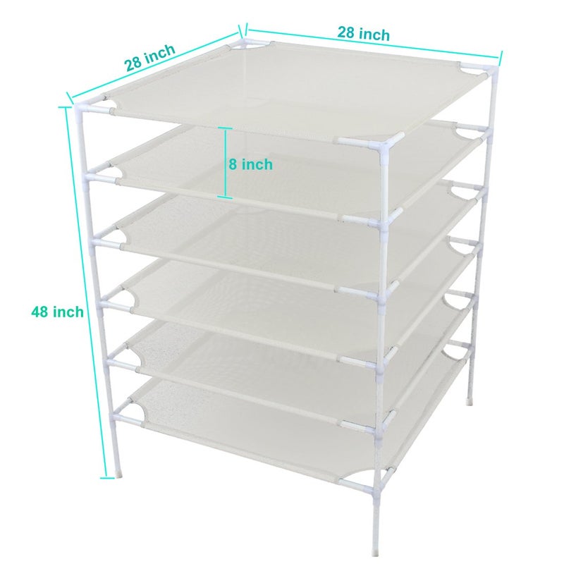 CASOLLY 6 Layer Sweater Drying Rack Mesh Foldable,Stackable,White - Image 2